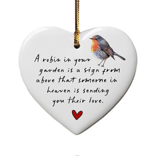 Jule Mockingbird Hjerte Akryl Ornament, Robin Julepynt, Mindegave BROWN