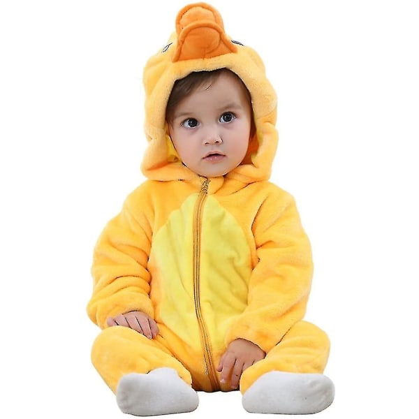 Unisex Baby Djurdräkt Vinter Höst Flanell Huvad Romper Cosplay Duck 70