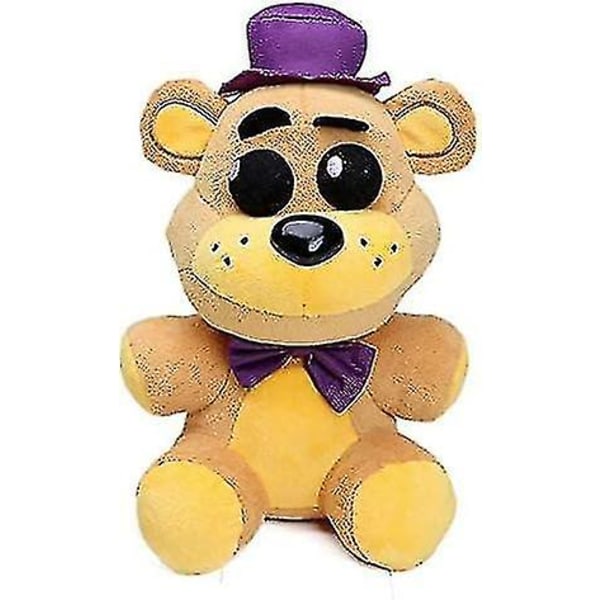 10 tums söt nattplysch - lila hatt Golden Freddy plyschleksaker - bedårande vissna björnstoppade Fredbear Boys