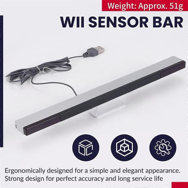 Spillsett for Wii Sensor Bar Kablede Mottakere IR Signal Ray USB-plugg