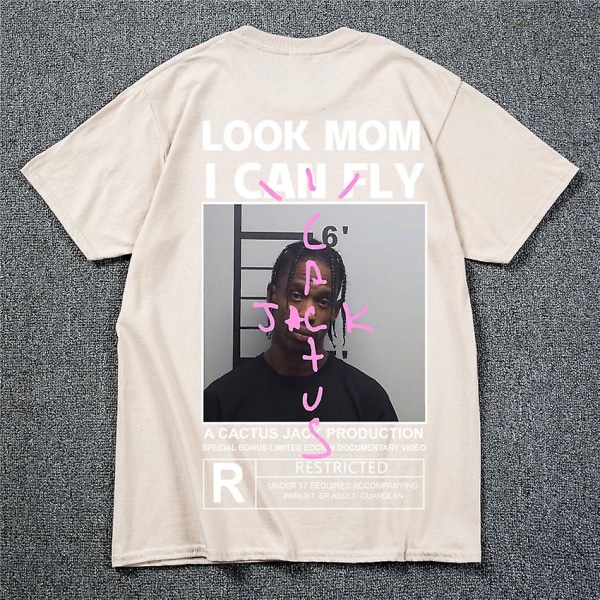 HOT Cactus Jack T-shirt 2022 Sommar Herr Dam LOOK MOM I CAN FLY Tee ASTROWORLD Hip Hop Kortärmad T-shirt Wine Red 1 XL