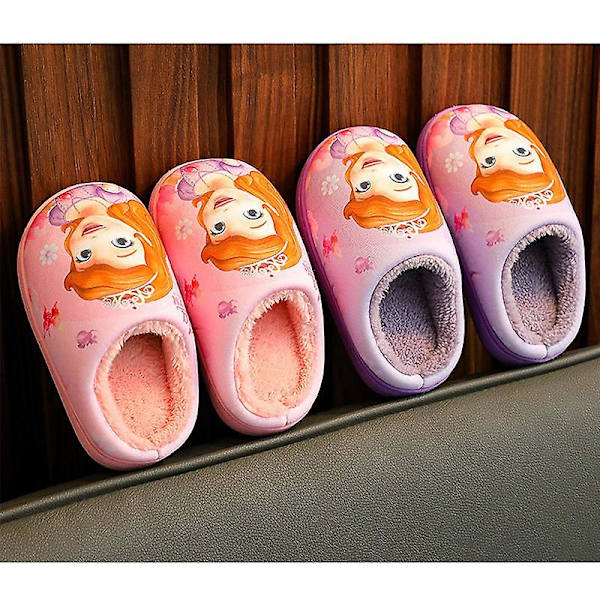 Barne-bomulls tøfler Tegneserie Frozen Elsar Sofia Høst Vinter Varme Sko Sofia Pink 24-25 Inner Length 15cm