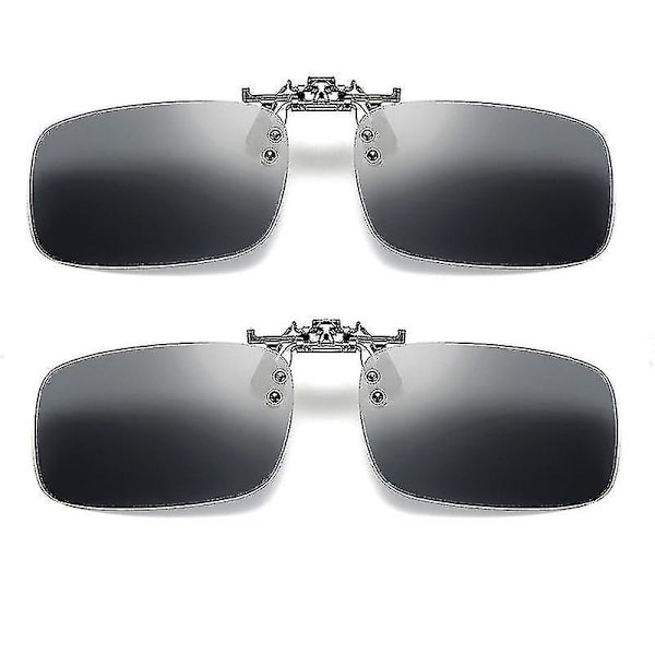 2 st Polariserande Flip Up Clip-On Fiske Solglasögon För Körning Nattseende Gula Kvinnor Kvadratiska Solglasögon Med Klämmor Black
