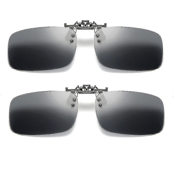 2 stk polariserte flip-up klips på fiskesolbriller for kjøring Nattsyn Gule kvinner Firkantede solbriller med klips Black