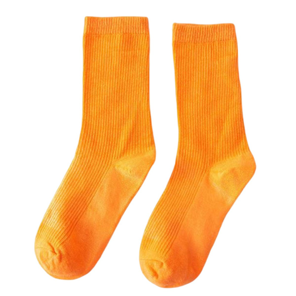 Färgglada strumpor Tunna bomullsstrumpor Mjuka Andningsbara Hög Elastiska Strumpor för Vuxen Barn Bright Orange Child