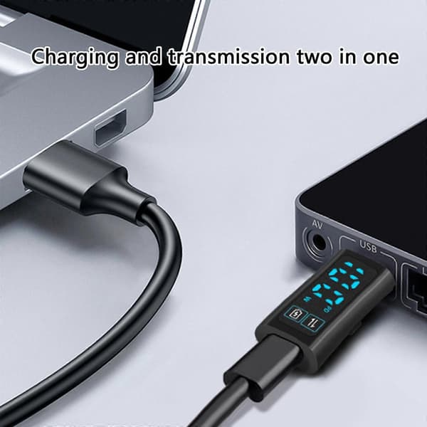 Type C-adapter 100W Ladekapasitet Synlig Strømdisplay Kobling USB C Hurtigladeadapter Konvertere Blue font