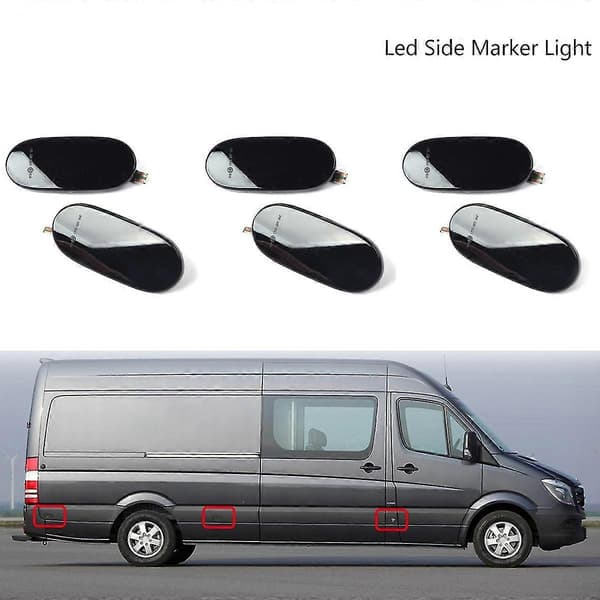 6X LED Dynamisk Side Markør Blinklys Indikator Lampe for Sprinter W906 2006-2018 2006-2016 Black