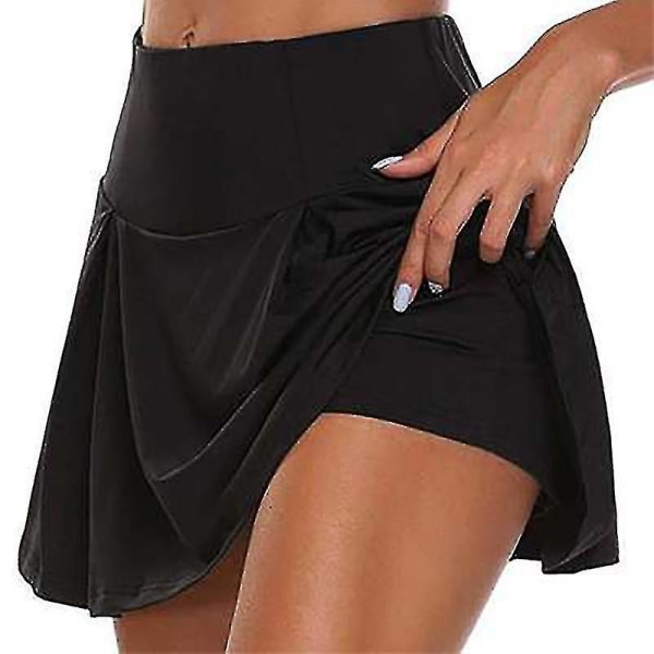 Atletiska kjolar för kvinnor Shorts Yoga Löpning Fitness Träning Gym Sport Tenniskjol Black 4XL