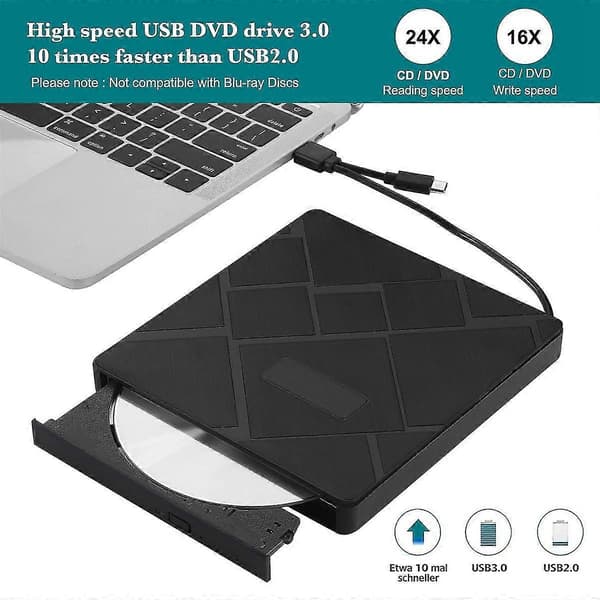 Usb3.0 Dvd-brännare Dvd Rw Cd Extern Optisk Enhet Cd/dvd-spelare Tf/sd För Laptop
