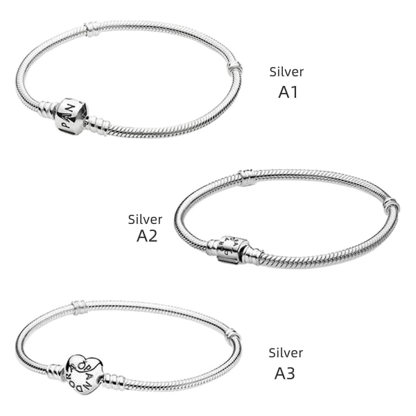 Pandora slangestrikket armbånd med sylinderlukking og sterling sølv, 50 % tilbud A3 21cm