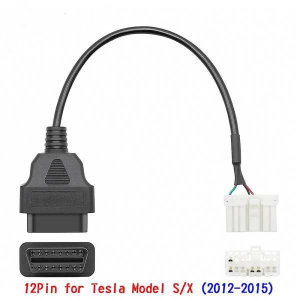 12-stifts Obd2-adapter hane honanslutningskabel för 2012-2015 Tesla modell S/x Obdii diagnostisk sele elektronisk kabel