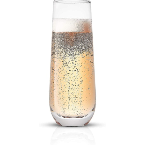 Milo Stemless Champagne Flutes Set med 8 kristallglas. 9,4 oz champagneglas. Prosecco vinflöjt, Mimosa set, set, vatten G