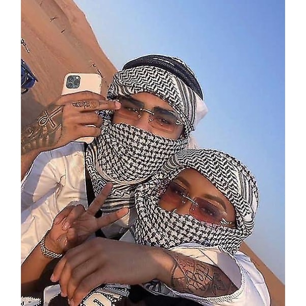 Keffiyeh Arabe Para Hombre Turbante Muslim Palestine Scarf Saudi Arabic Agal Sheik Gorros Kostym för män
