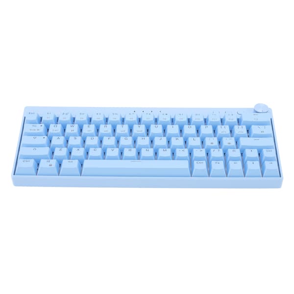 3 Modes Wireless Mechanical Keyboard 64 Keys Wireless 2.4G Type C Wired N Key Rollover Blue Mechanical Keyboard with Knob RGB Blue Switch 0.5