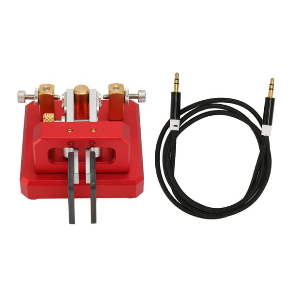 Morse Code Key Dual Paddle Automatic Shortwave Portable CW Morse Telegraph Key for Camping Indoor Burgundy