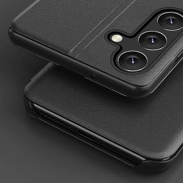 Til Samsung Galaxy S25 Etui Stativ Fuld Beskyttelse Læder Telefon Cover - Grøn Multicolor Black