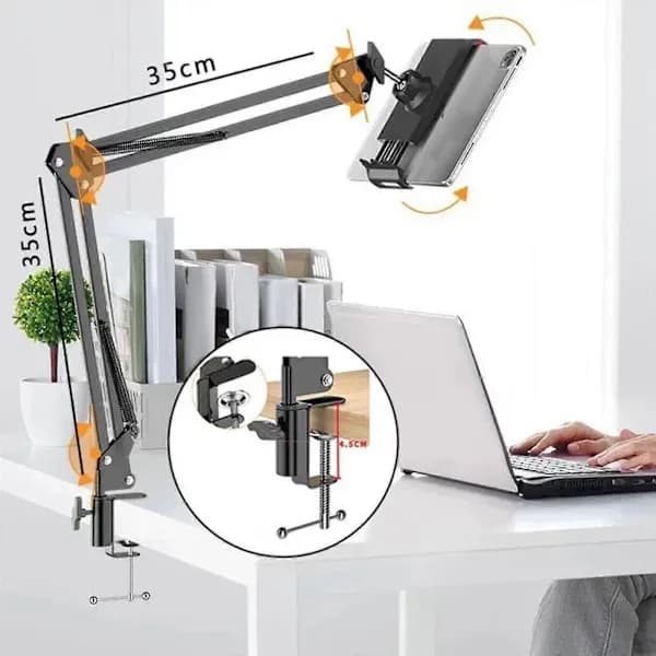 360 Adjustable Bedside Tablet Holder Phone Arm Stand Flexible for Podcast Live