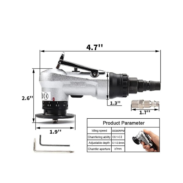 Mini Pneumatic Chamfering Tool with Replaceable Blade Inserts and More