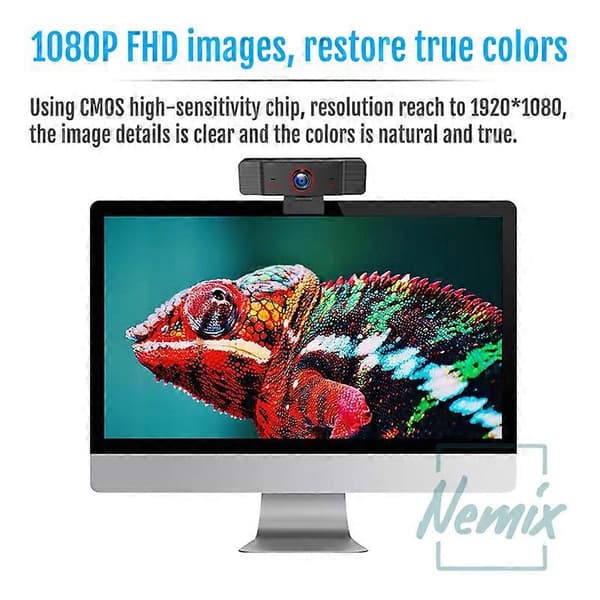 Webkamera 1080p, webkamera med mikrofon for PC, USB-webkamera for datamaskin, 2 megapiksler, 1920x1080 oppløsning, FHD CMOS-sensor