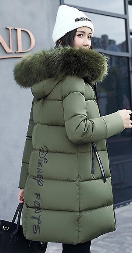 Damjacka med vaddering, vinter, lång, regular fit, varm, basic, casual, grön Green 2XL