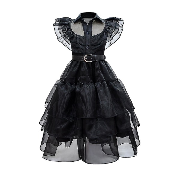 Onsdag Addams Dress For Girls Halloween Carnival Party Cosplay Kostym 110cm