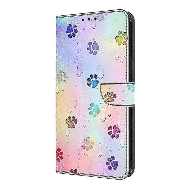 Galaxy A36 5G Läderfodral med Plånboksstativ & Mönstrat Flipskydd Multicolor Cat Footprints