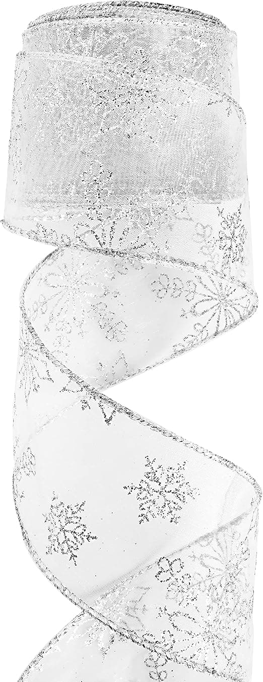 Silver organza presentband - Julband med tråd