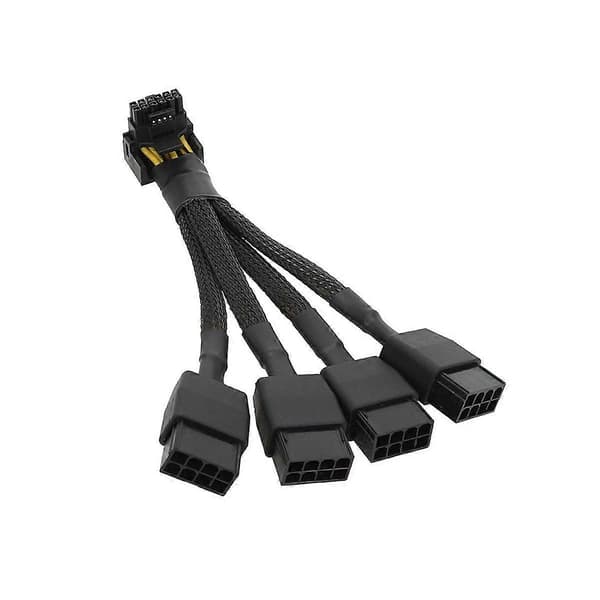 Til GPU RTX4090 RTX4080 4X8 Pin PCI-E til 16 Pin Grafikkort Strømkabel 12VHPWR Stik Albue C Black