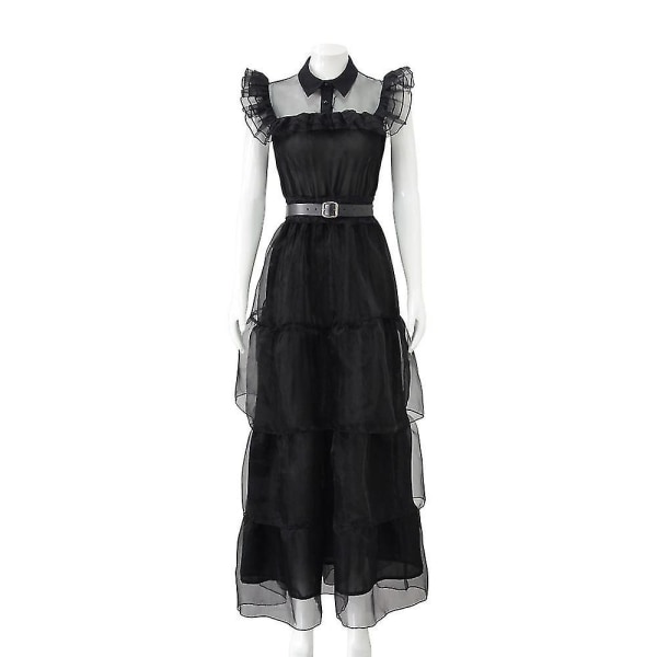 Wednesday Addams Serie Kostume/pynt/parykker til kvinder og børn Cosplay Party Kjole Fancy Dress Up B Without Wig 9-10 Years