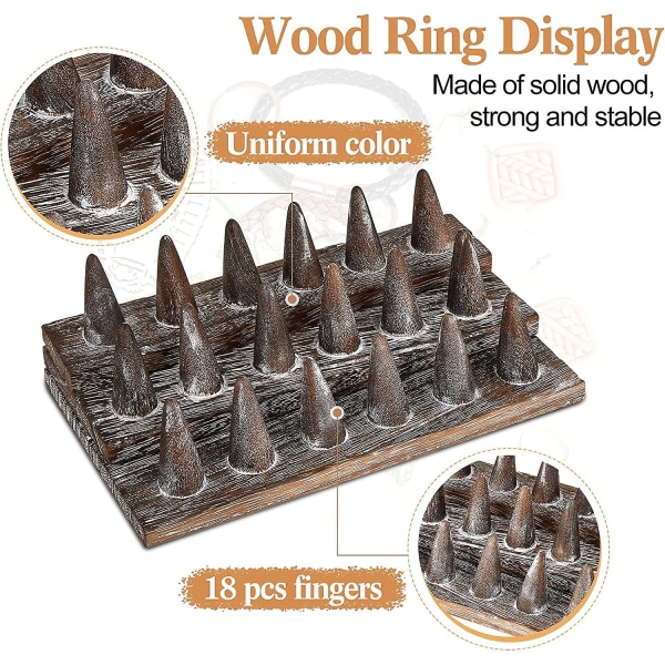 Fingre Træ Ring Display Træ Finger Ring Stand Ring Display Til salg af smykker Display Holder Vitrine Til opbevaring