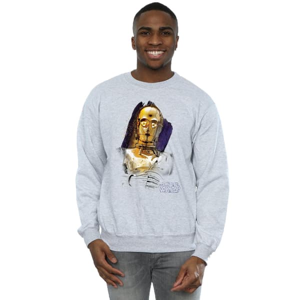 Star Wars Herr The Last Jedi C-3PO Borstad Sweatshirt M Sports Grå Sports Grey M