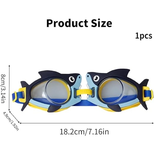 Børne svømmebriller tegneserie svømmebriller søde poolbriller børnedykningsbriller snorkelbriller til drenge piger Shark