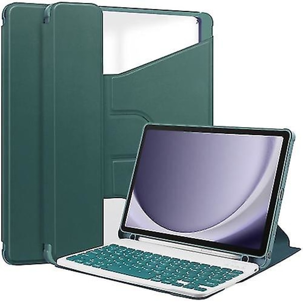 Compatible With Samsung Galaxy Tab A9+ 360 Rotation Transparent Smart Leather Case With Keyboard