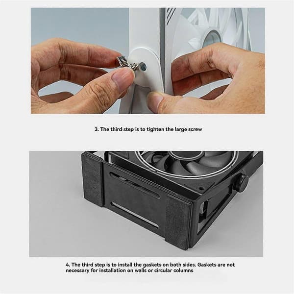 Multifunktionel blæserholder til 120 og 140 mm PC-blæsere, rotation Black