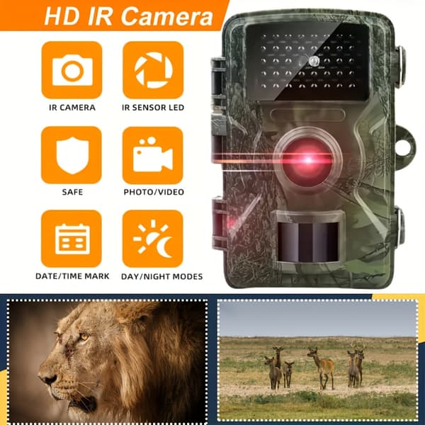 Hunting Camera with Night Vision, High Resolution, 0.8 Second Trigger Speed, 120° Wide Angle, Outdoor Olivengrøn (med stropper)