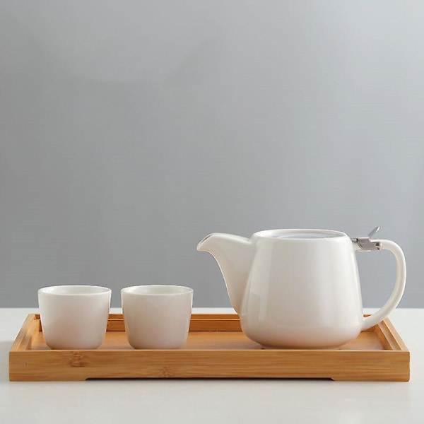 Tesæt 580 ml porcelænstekande Farverig håndlavet tekande i låg af rustfrit stål Ekstra fin infuser til at brygge te med løse blade White
