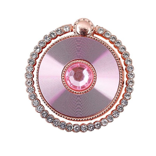 Rhinestone Decor Folding Ring Spänne Telefonhållare Elektropläterad Snygg mobil Stativ Pink