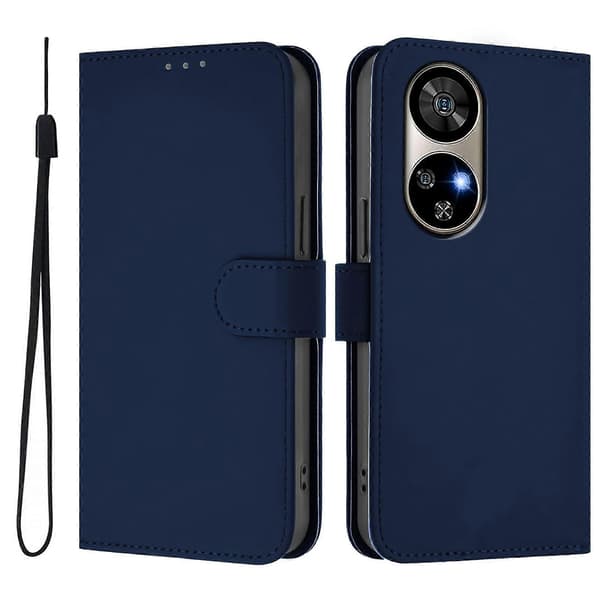Mobilskal i läder med solid färg och snodd Navy Blue For Ulefone Note 17 Pro