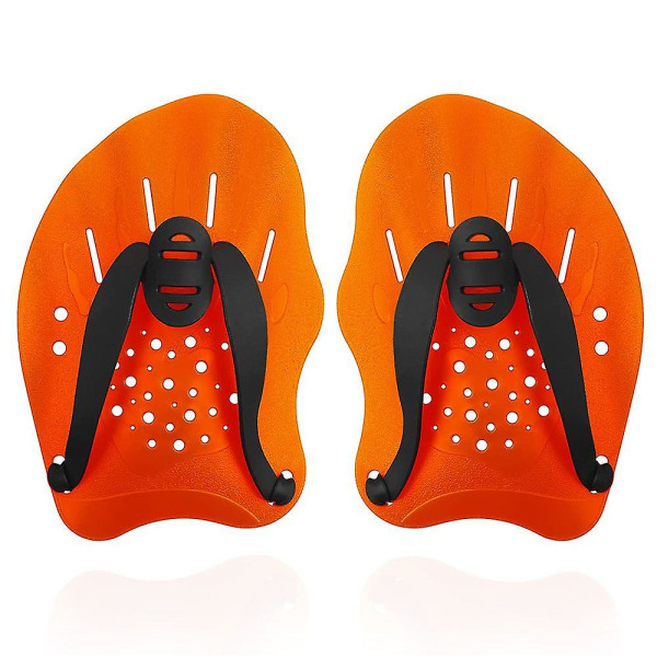 Voksne svømmedykkerpadler for hånd, treningshåndpadler med justerbare stropper Orange