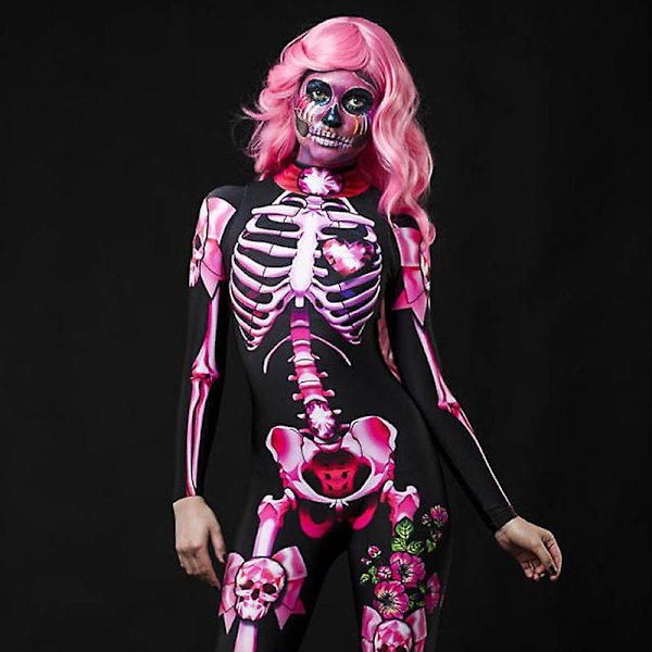 Aikuisen ja lapsen luurankoasu Prom Cosplay Horror -asu, haalarit Halloweeniin (peruukki ja naamio eivät sisälly) XL Adult