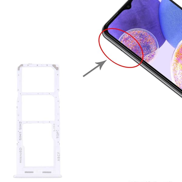 For Samsung Galaxy A23 5G SM-A236B KOMPATIBEL SIM-kortskuff + Micro SD-kortskuff White