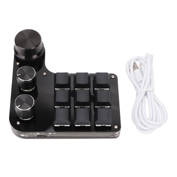 Mini Keyboard 9 Keys 3 Knobs RGB Backlit Blue Switch Plug and Play Programmable Keypad for Gaming Office Media
