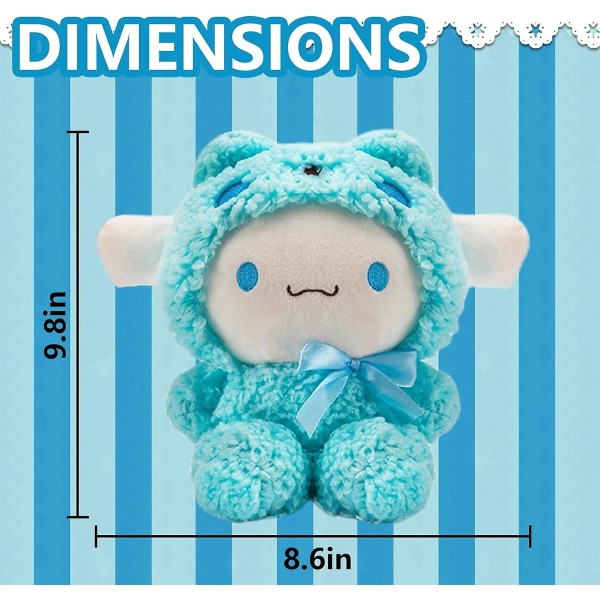 Kawaii plysjleker, 10-tommers søt Cinnamoroll plysj, cinnamoroll plysjdukker, Cinnamoroll kosedyr Plysj figurleketøy (blå)