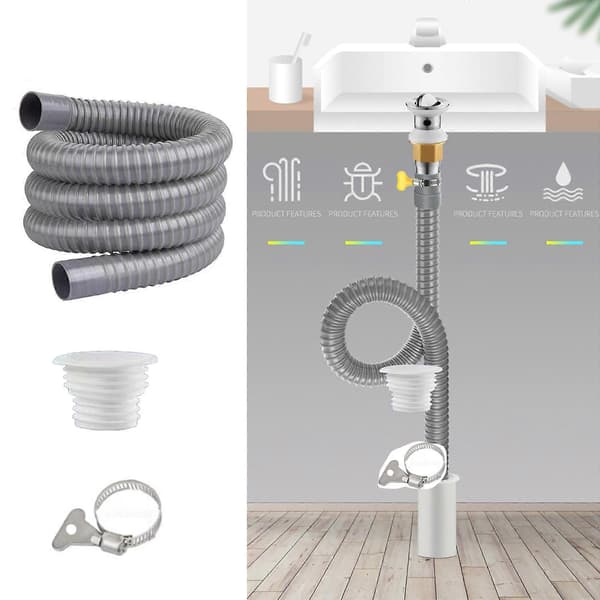 Fleksibel 70cm/100cm Længde PVC Afløbsslange Udvidet Længde Drænrør til Badeværelsesvask & Køkkenvask Installation 150cm