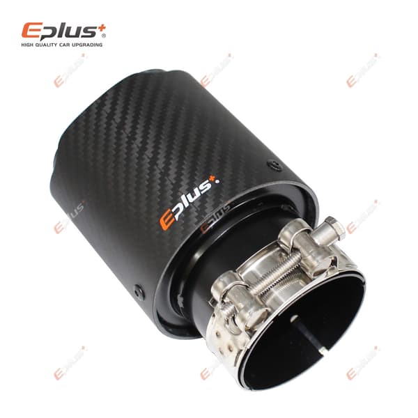 EPLUS Bil Matt Karbonfiber Lyddemper Eksosrør Lyddemper Munnstykke Universal Rett Rustfritt Svart For Akrapovic 77mm-114mm
