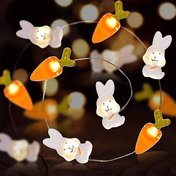 Påskeharekål Fairy String Lights Hagegård Peis Kanin Fairy Light Party Decor Batteridrevet A
