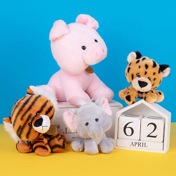 Plushdjur med söt form och skakande huvuddesign, mjukt material, stoppad djurdocka för present Jiyuge 15cm Leopard