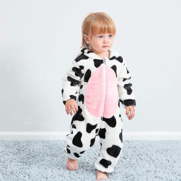 Unisex Baby Dyre-Kostyme Vinter Høst Flanell Hetterock Cosplay Cow 100