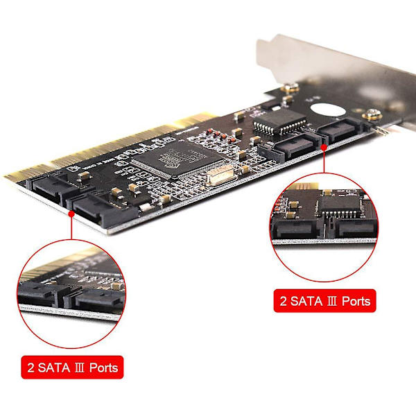4 Portin PCI SATA RAID -ohjain sisäinen laajennuskortti kahdella SATA-kaapelilla, pöytätietokoneelle, tukee
