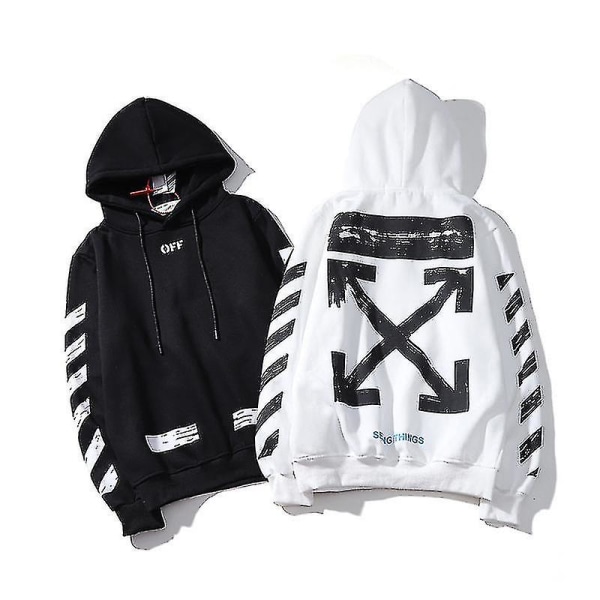 Stribet Hoodie Retro Pile Off-white Hoodie Jakke Black M